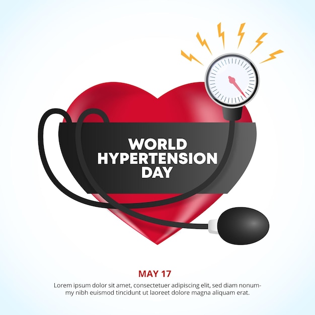 World hypertension day background with hypertension heart and sphygmomanometer