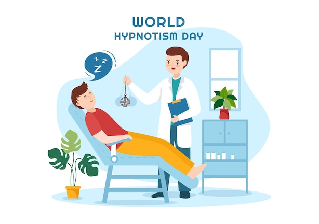 World Hypnotism Day with Spiral and Hypnosis Treatment Service in Illustration