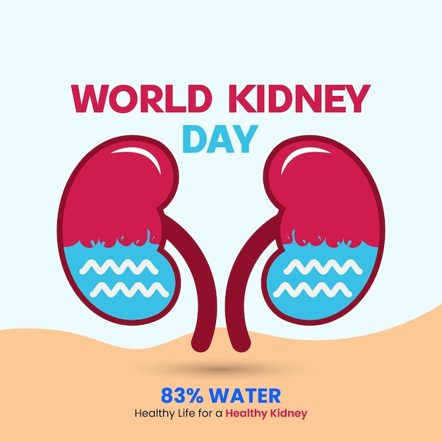 World Kidney Day healthy vector poster. Human kidney health awareness background