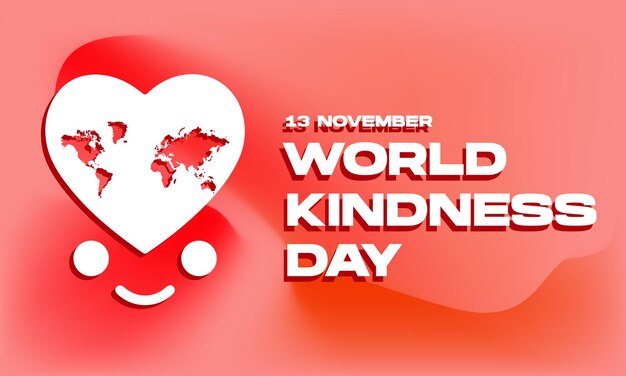 World Kindness Day with Heart Love, Smile,and Gradient Mesh Background Vector Illustration. Editable