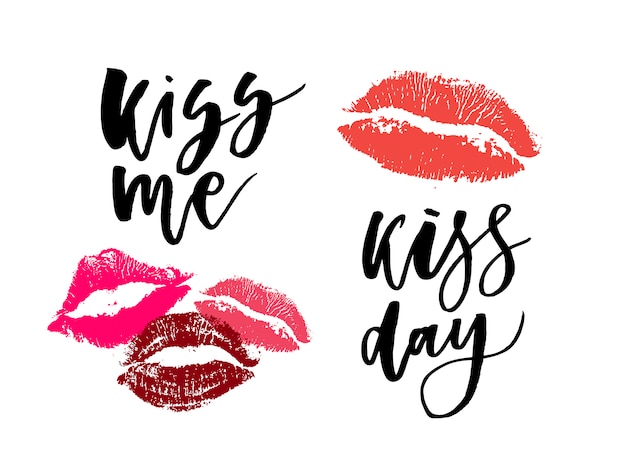 World Kissing Day lettering in lips