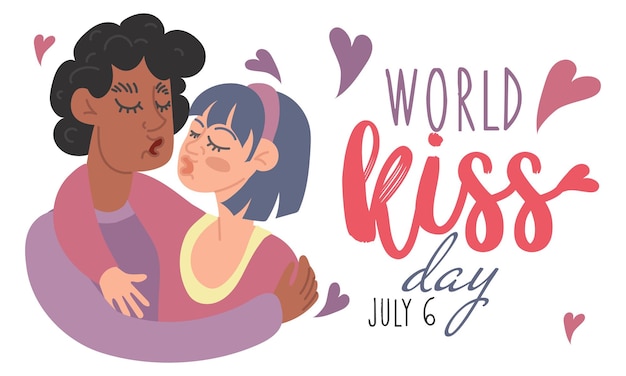 World Kissing Day A young couple hugs and kisses valentines day Abstract of love Magical