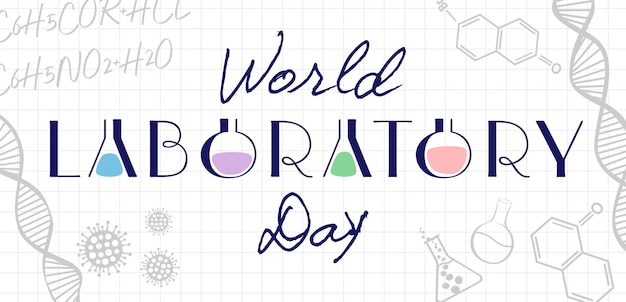 World Laboratory Day modern banner. International Lab Day April 23 24 greeting card. Creative text