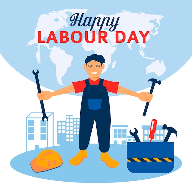 World Labour Day Concept Illustration For Social Media Post and Banner