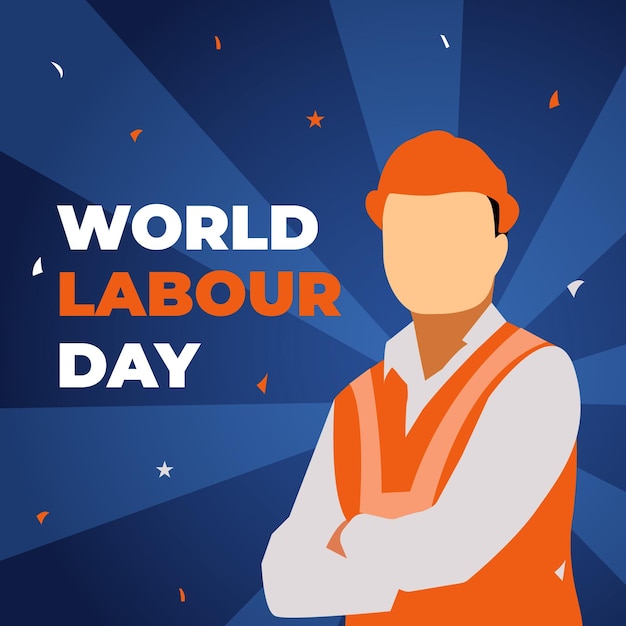 World labour day social media post design labour siljouette vector