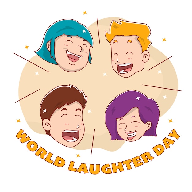 World Laughter Day greeting card with People Heads