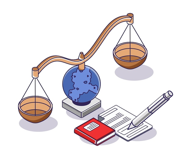 World law scales and notebooks