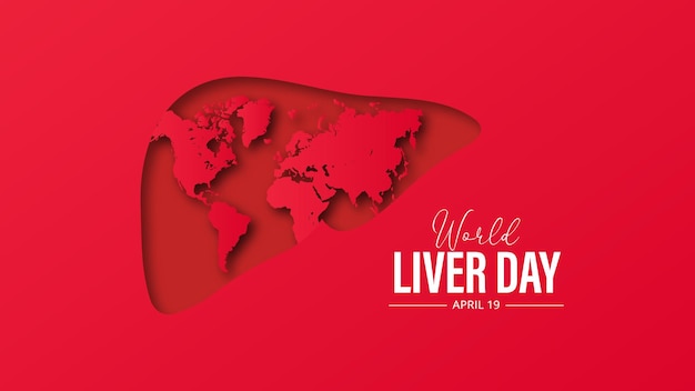 World Liver Day background template vector banner design World map inside the liver