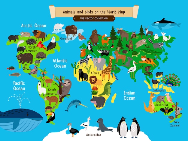 World Map Animals