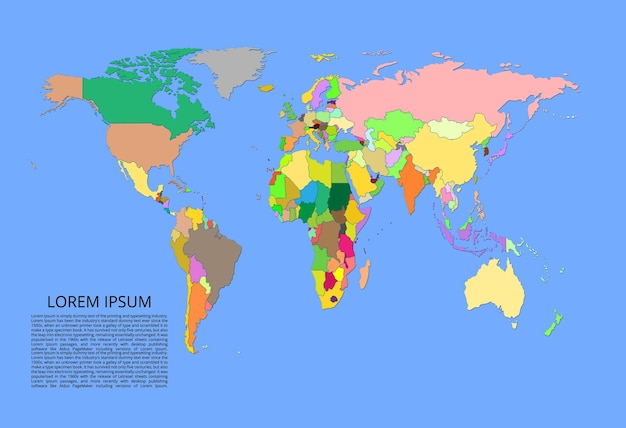 World map Color vector image of a global map of the world Easy to edit