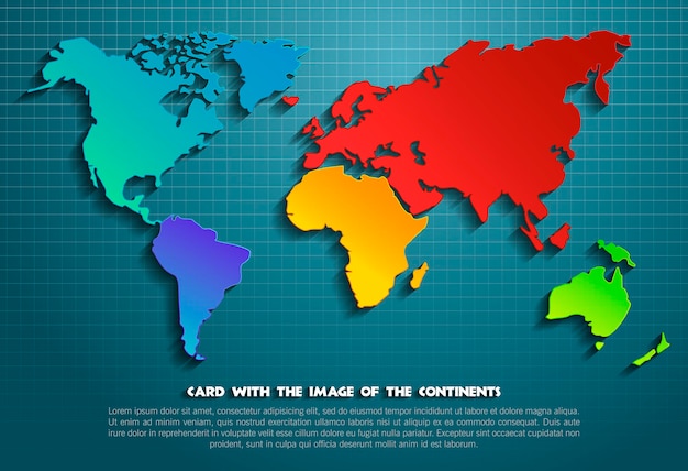 World map of the continents. Vector illustration. Background with map