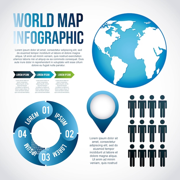 World map infographic chart population