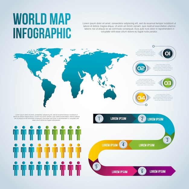 World map infographic chart population