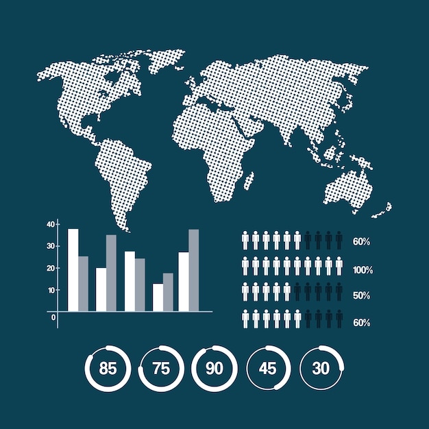 World map infographic information report network