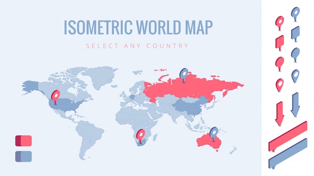 World map isometric illustration