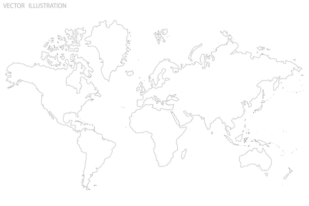 World map outline Gray world map