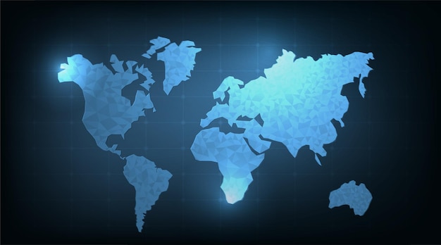 World map of polygonal Global geography in polygonal pattern