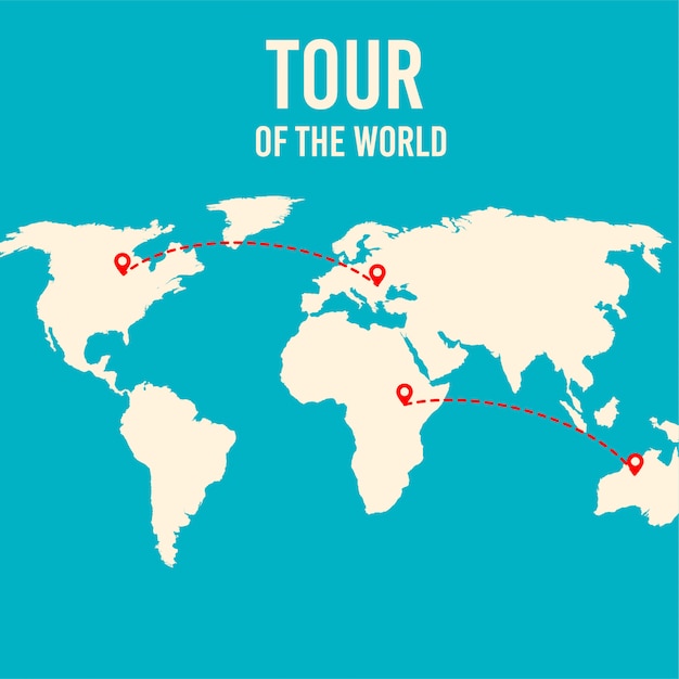 World map tour vector illustration. 