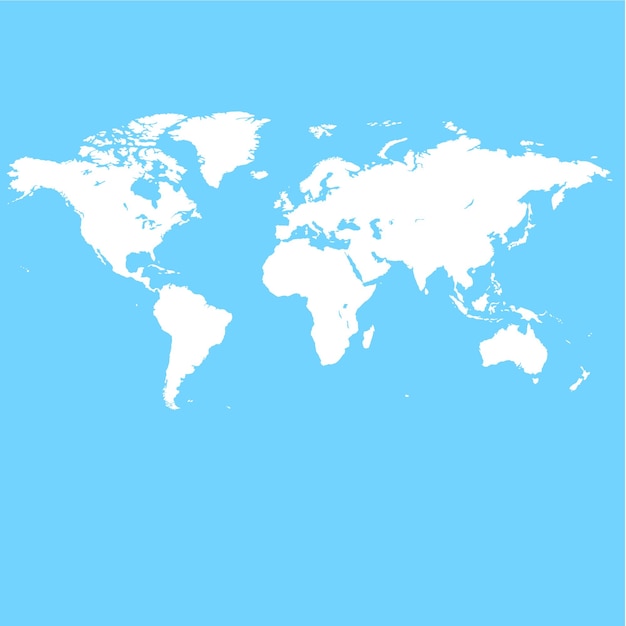 a world map with a blue background and a white world map