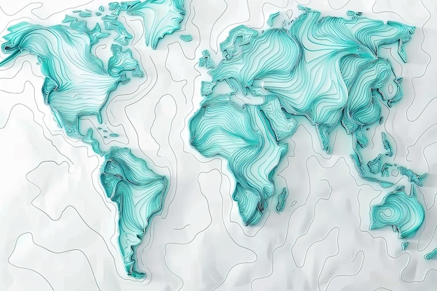 Vector world map with lines in blue in the style of sketchfab handdrawn turquoise and white canon eos 5d ma