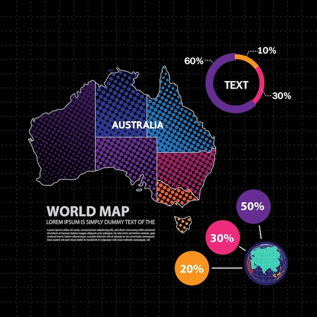 World map with selected countries infographic design template