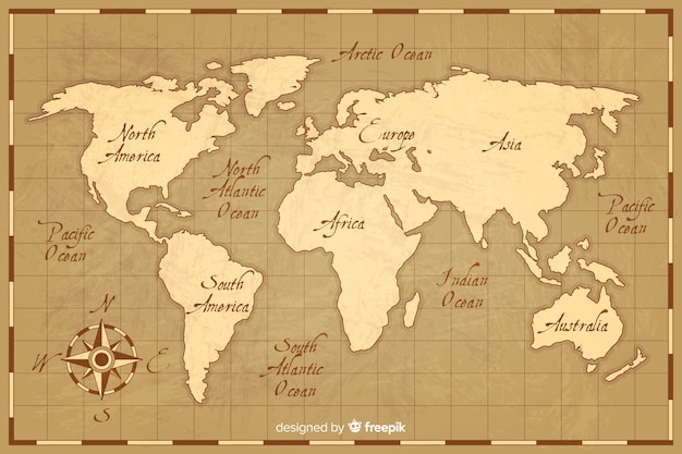 World map with vintage style