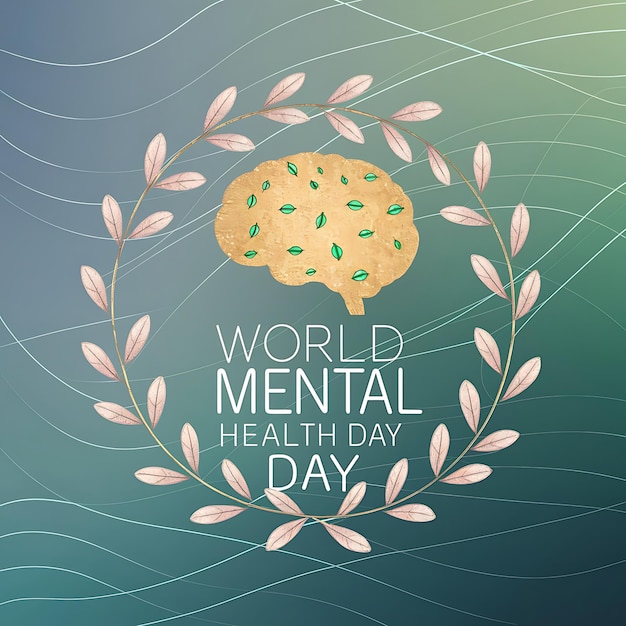 Vector world mental health day poster flat vector image illustration