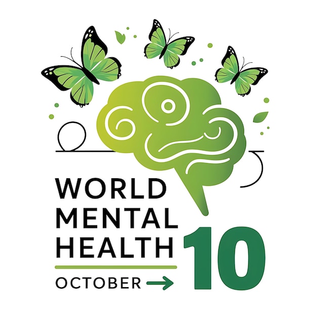 Vector world mental health day poster flat vector image illustration