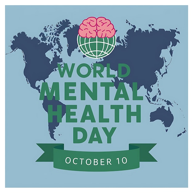 Vector world mental health day poster flat vector image illustration