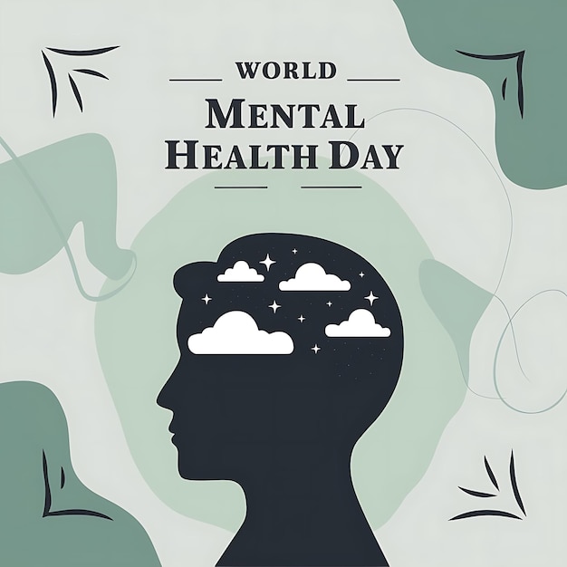 World Mental Health Day Poster Flat Vector Image Illustration