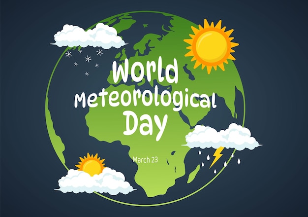 World Meteorological Day Illustration with Meteorology Science and Researching Weather