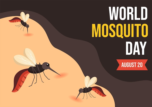 World Mosquito Day Vector Illustration on 20 August with Midge Can Cause Dengue Fever and Malaria