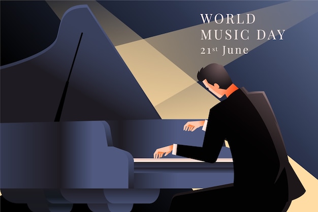 Vector world music day gradient illustration