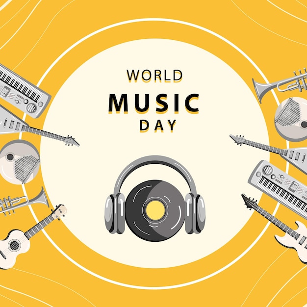 World music day illustration banner