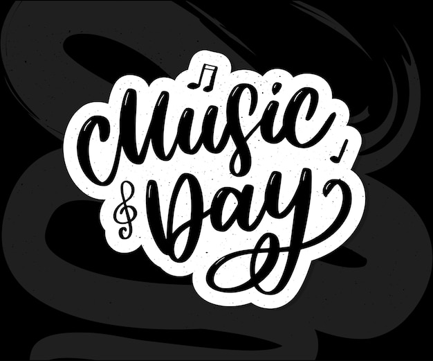 World music day lettering calligraphy brush logo holiday