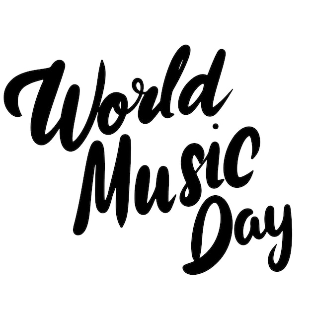 Vector world music day text hand drawn vector art