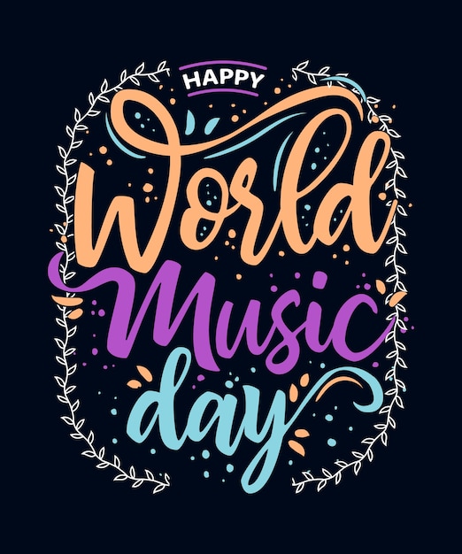 Vector world music day typography