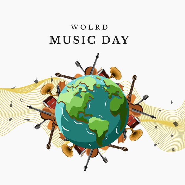 Vector world music day vector illustration