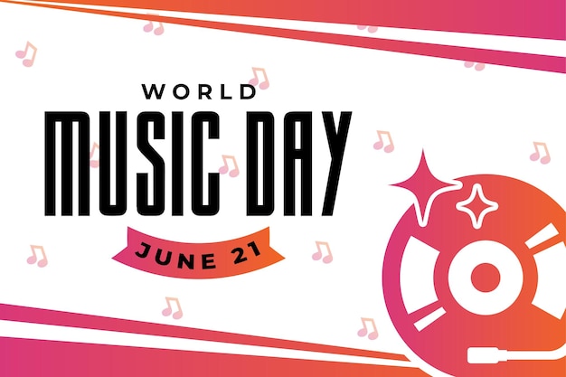 World Music Day vector vinyl musical instrument with gradient background Music Day poster June 21