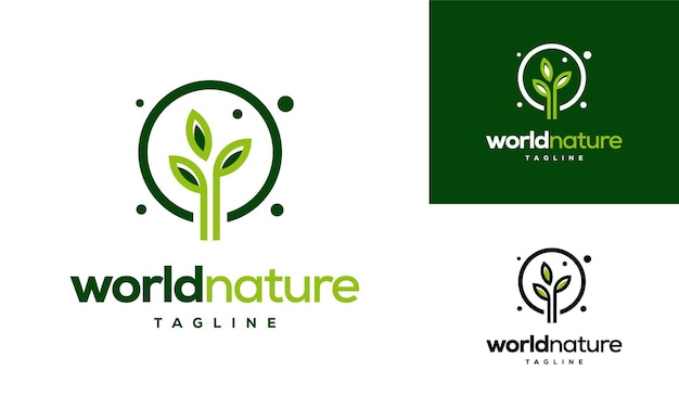 World Nature eco logo template, Global leaf eco logo designs concept