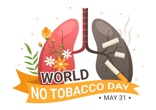 World No Tobacco Day Illustration of Stop Smoking and Harm the Lungs in Hand Drawn Templates