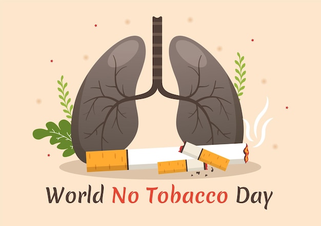 World No Tobacco Day Illustration of Stop Smoking and Harm the Lungs in Hand Drawn Templates