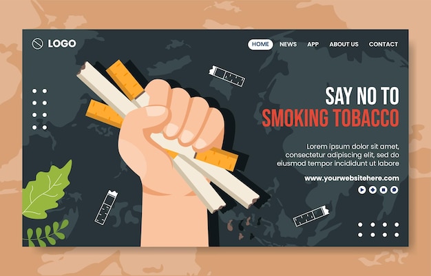 World No Tobacco Day Social Media Landing Page Flat Cartoon Hand Drawn Template Illustration