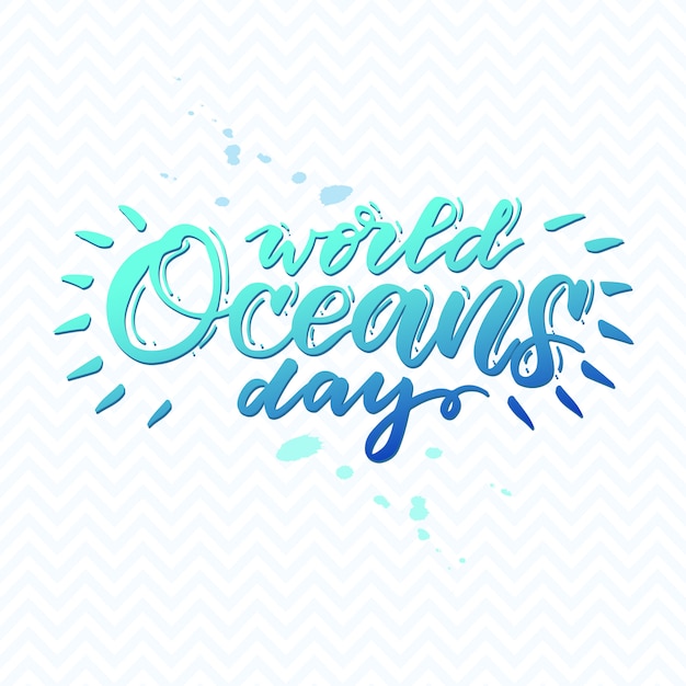 World ocean day lettering. 