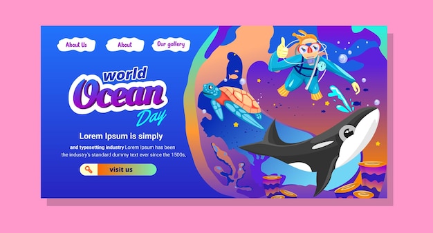 World ocean day website banner design