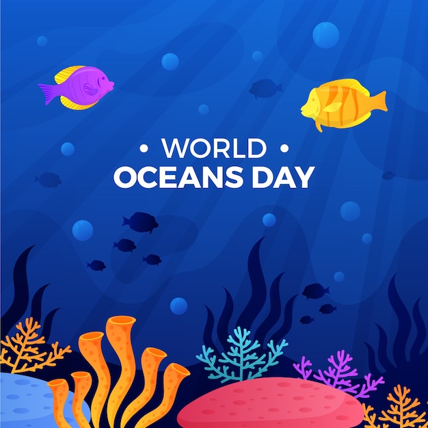 World oceans day gradient illustration