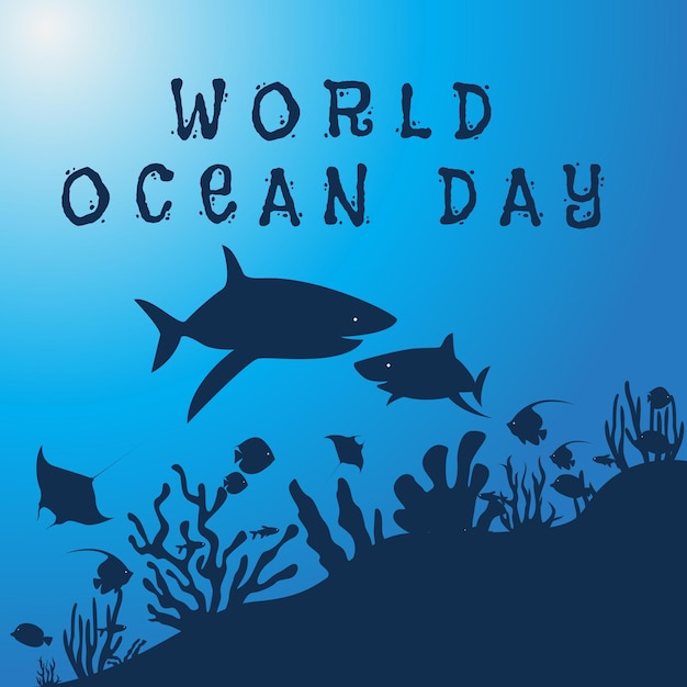 World Oceans Day Typography for logos badges icons cards invitations and banner templates Greeting card for ocean day celebration Vector illustration