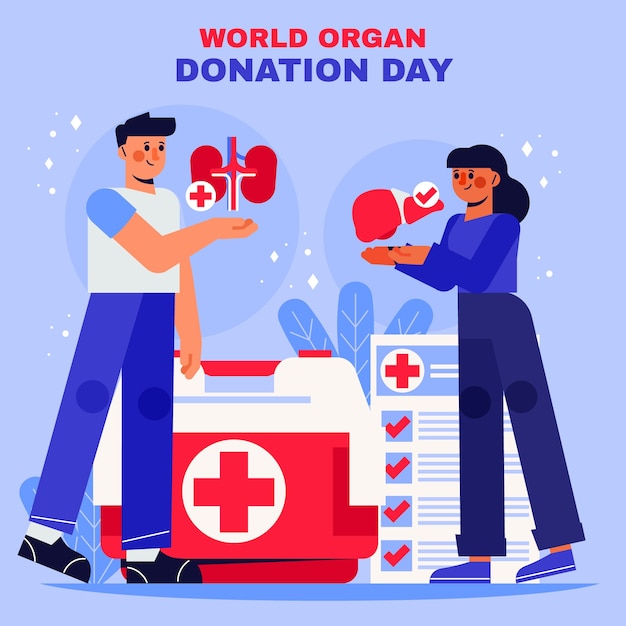 World organ donation day flat illustration