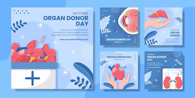 World Organ Donation Day Social Media Post Flat Cartoon Hand Drawn Templates Illustration