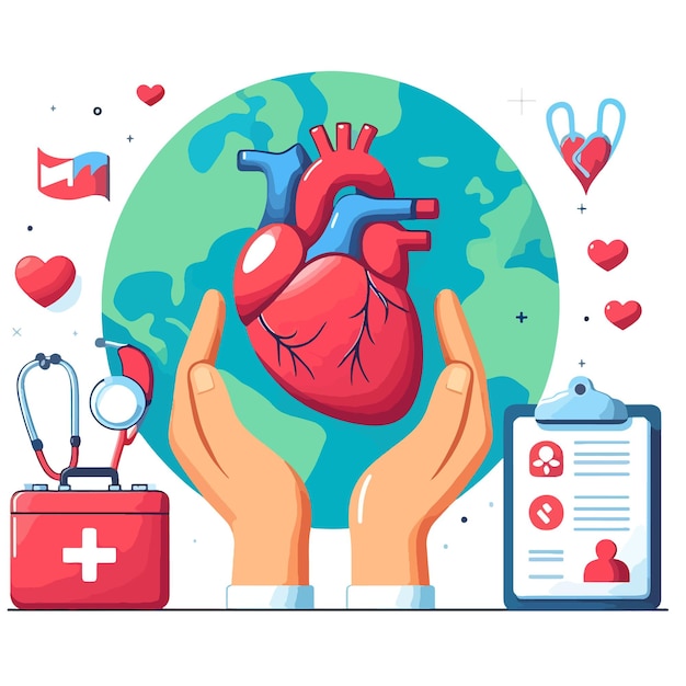 World Organ Donation Day with Kidneys Heart Lungs or Liver for Transplantation Flat Illustration